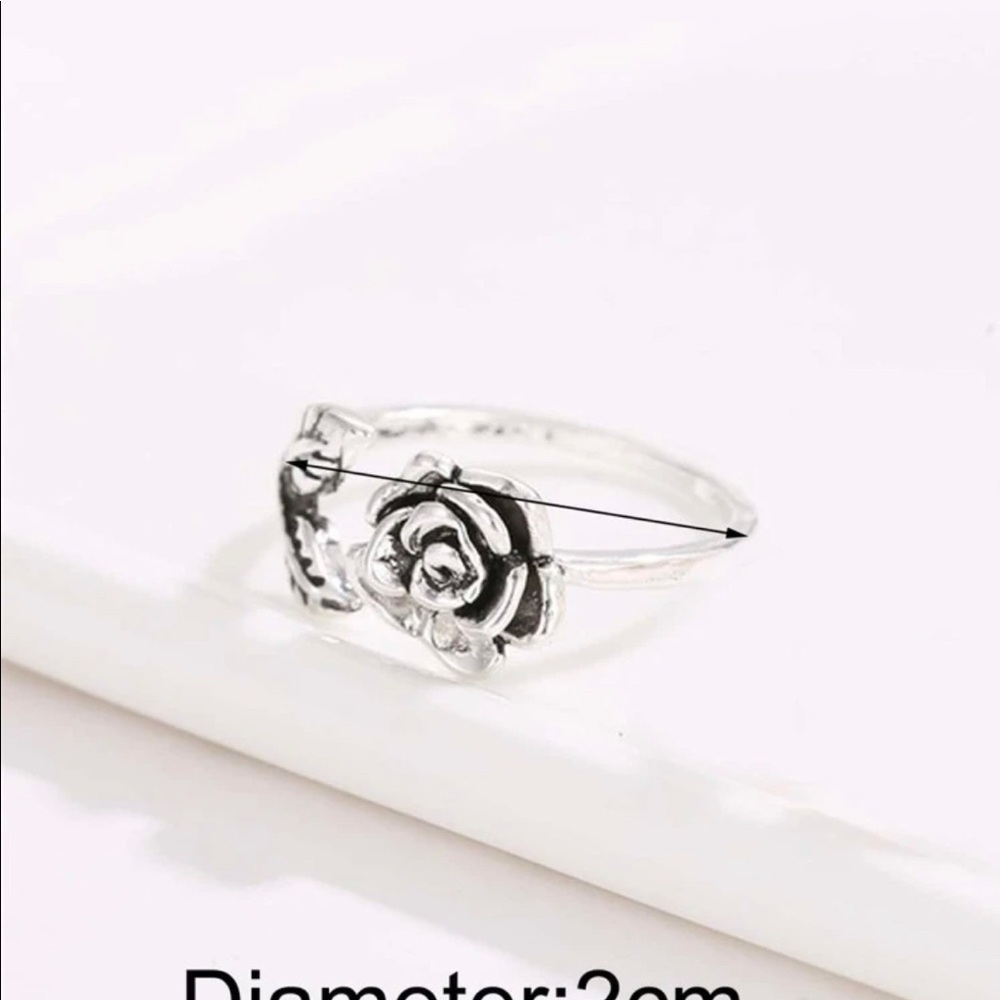 Silver Rose Flower Adjustable Ring - image 3